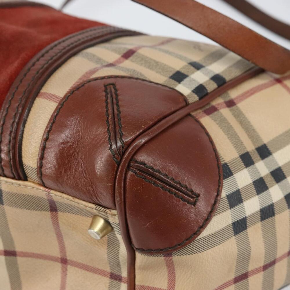 BURBERRY Nova Check Tote Bag PVC Beige Gold Auth 161529 - Picture 9 of 16